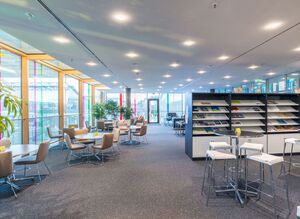 © Messe Stuttgart  Sitzgelegenheiten im Pressezentrum