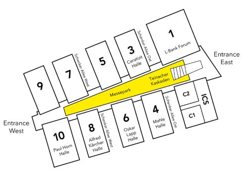 The Messepark is located in the center of the trade fair grounds and has access to all trade fair areas of Messe Stuttgart.