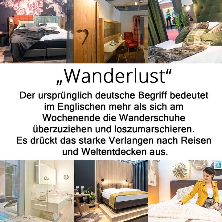 Wanderlust ist so viel mehr als die Lust am Wandern. Im Englischen versteht man darunter die Lust am Reisen und Weltentdecken. Wer eindrucksvoll reist, möchte auch entsprechend gebettet sein. Alles, was es zum Thema Hotel zu entdecken gibt, findet sic...