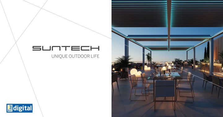 Suntech Türkiye presents you at R+T digital 2021 the world's longest opening retractable bioclimatic system Exxen with up to 9 meters opening!
Exxen is a high-end scissors bioclimatic aluminum pergola system that performs the most desired function in...